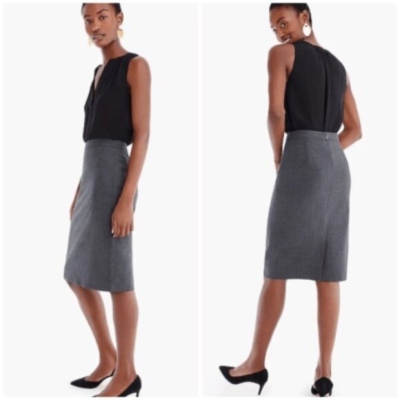 J. Crew Pencil Skirt 100% Wool Grey EUC Size 4 - Picture 1 of 7